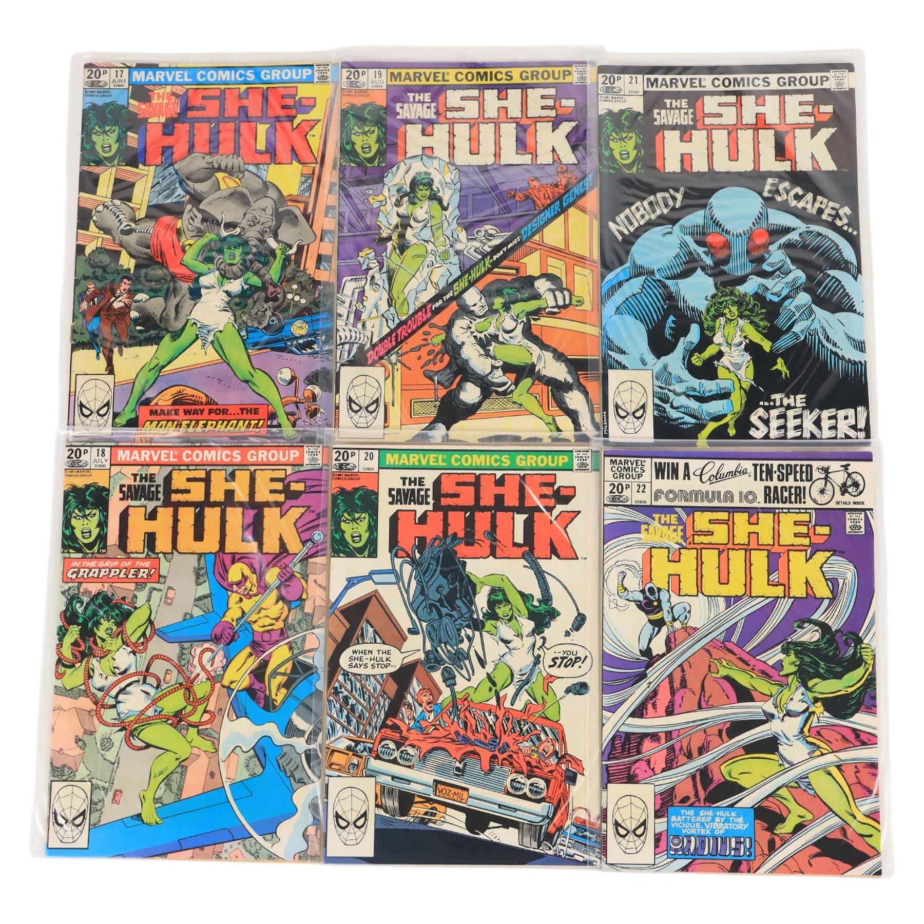 Twenty-five Marvel Bronze Age 'The Savage She Hulk' comic books, spanning years 1979-1981, comprising issues #1-#25 and two 'The Sensational She Hulk' comic books issues #1 and #2