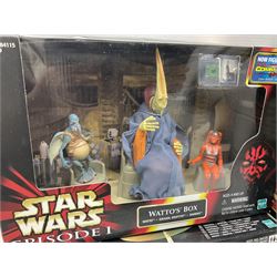 Star Wars - Episode 1 - Kaadu & Jar Jar Binks, Jabba The Hutt, two x Mos Espa Encounter, Opee & Qui-Gon Jinn, Watto's Box, Ammo Wagon & Falumpaset, Gungan Assault Cannon, Sith Speeder & Darth Maul, Armoured Scout Tank with Battle Droid and Gungan Catapult Accessory Set; all boxed (11)