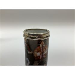 Group of silver mounted glass scent bottles and crested ware, together with a Brierglass lead crystal box with a glass and silver, lid, etc all silver with various hallmarks. 