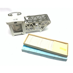 Mid-20th century barograph in white enamelled metal case labelled Casella London L36cm, with box of charts