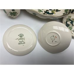 Collection of Masons Ironstone Chartreuse pattern, to include clock, six teacups, twin handled dish, ring dish, plates vases, etc, many with original boxes, clock H24cm 