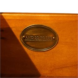 And So To Bed - 'Cezanne' cherry wood chest, rectangular top with inset panels,  fitted with two short over two long drawers, ebonised surrounds, raised on bun feet 