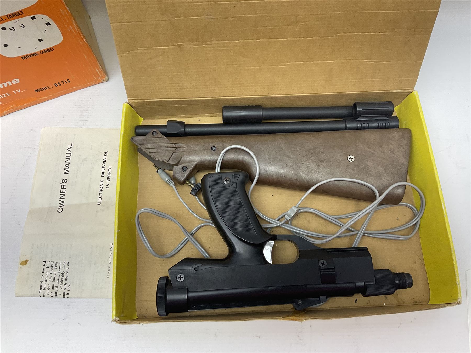 Academy D5715 home video game system and RP-007 electronic rifle, both in original boxes