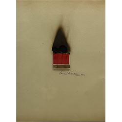 Bernard Aubertin (French 1934-2015): 'Dessin de Feu', three dimensional mixed media burnt matches on paper signed and dated 1974, artist's archive photo with blind stamp verso 37cm x 27.5cm 