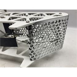 Casella London thermo-hydrograph temperature and humidity recorder in white painted metal case, the brass movement inscribed 'Gluck Barograph and Recorder Co. Ltd. 24H 7D R8D' L35cm