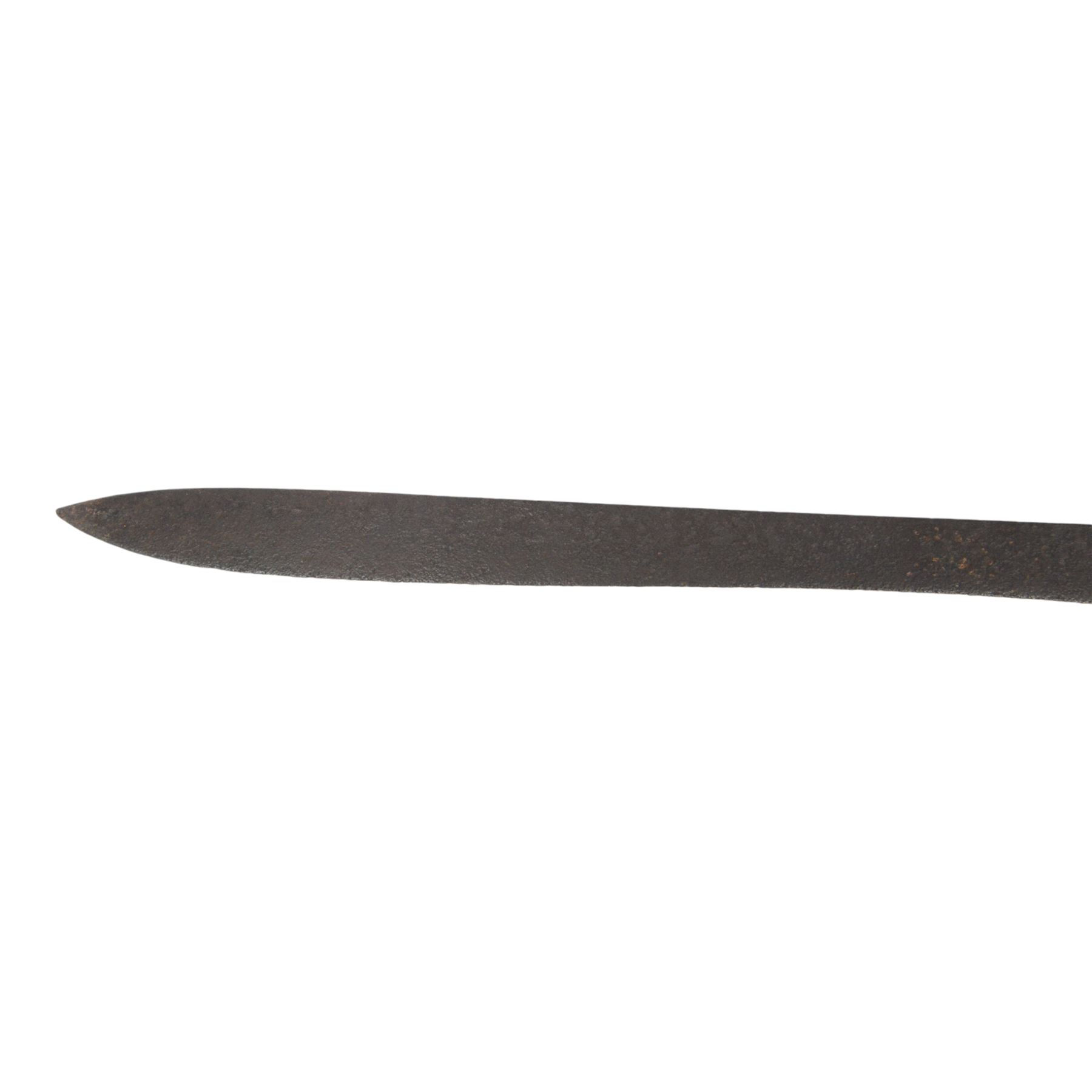 Prussian naval cutlass, the 58cm straight single edged blade broadening towards the point, wire bound grip, the guard with iron plate stamped TA 143, overall L75cm