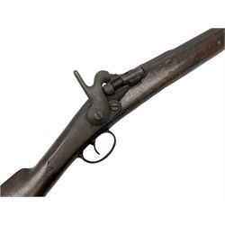 19th century 12-bore single barrel shotgun with Krnka/Werndl type action (converted from a percussion action rifle) with 77cm barrel, L122cm overall RFD ONLY
