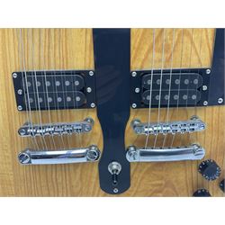 SG double neck electric guitar with twelve-string and six-string facilities and natural wood finish L103cm 