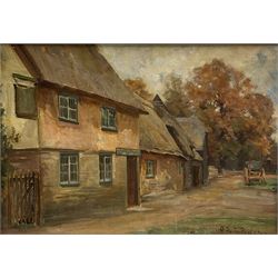 Robert Payton Reid (Scottish 1859-1945): Country Cottages, oil on canvas board signed 34cm x 49cm