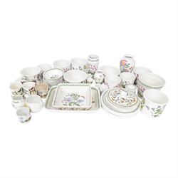 Collection of Portmeirion The Botanic Garden pattern, including five dinner plates, four side dishes, vases, planters etc 