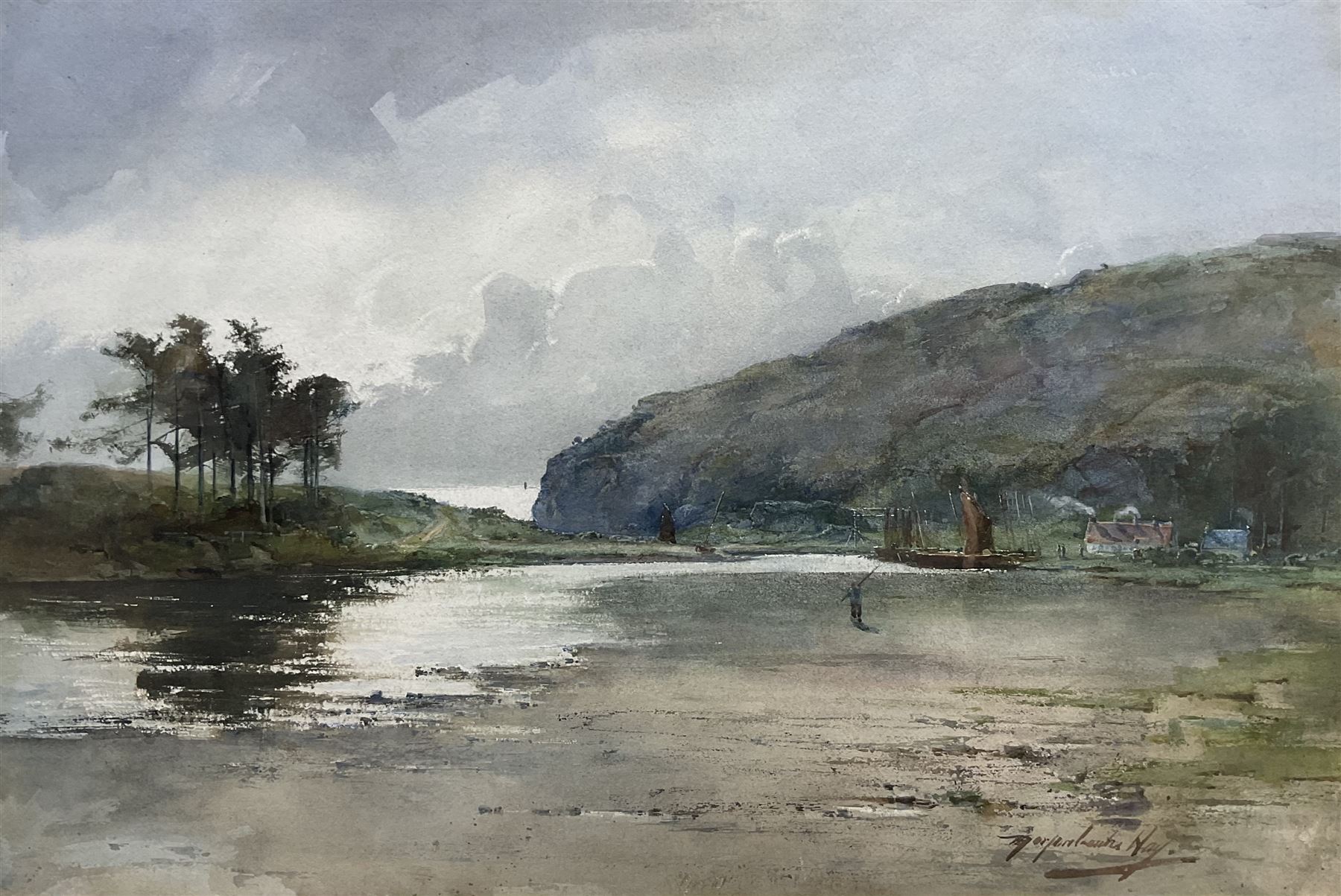 Thomas Marjoribanks Hay (Scottish 1862-1921): Scottish Coastal Inlet, watercolour signed 37cm x 55cm