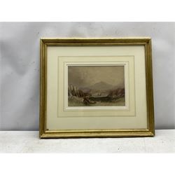 Henry Barlow Carter (British 1804-1868): Fishing Boat with Port in the Distance, watercolour with scratching out unsigned 16cm x 23cm 
Provenance: part of a large important North Yorkshire single owner life time collection of H B & J N Carter watercolours and sketches