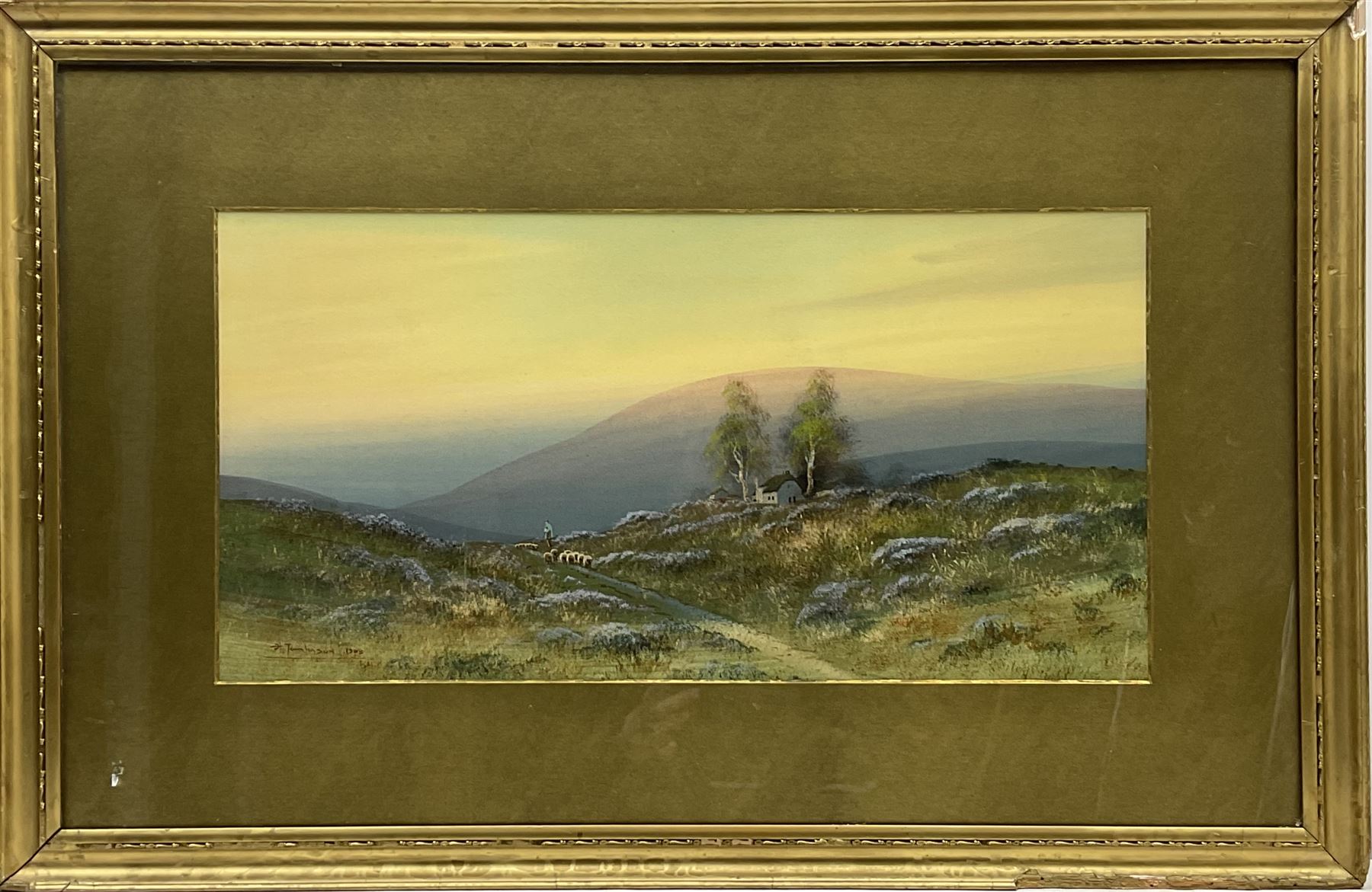 Herbert Tomlinson (British 1845-1931): Clent Hills Worcestershire, pair gouaches signed and dated 1908, 27cm x 53cm