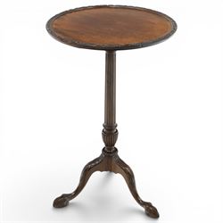 Georgian design mahogany wine table with moulded dish top and fluted pedestal