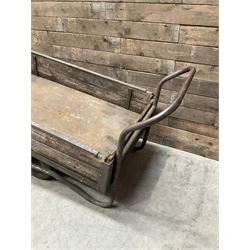 Vintage metal and wooden trolley cart