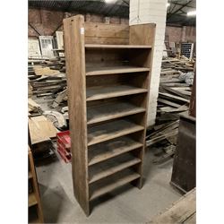 19th century pine shelving unit, fitted with eight shelves - THIS LOT IS TO BE COLLECTED BY APPOINTMENT FROM THE OLD BUFFER DEPOT, MELBOURNE PLACE, SOWERBY, THIRSK, YO7 1QY