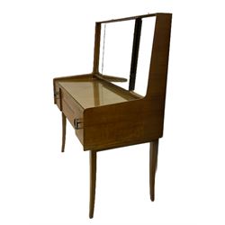 Retro sapele mahogany dressing table with sliding mirror compartments, and matching tallboy