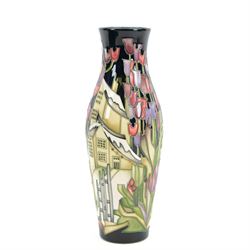 Moorcroft vase of baluster form, decorated with Town of Flowers pattern, designed by Kerry Goodwin, with printed and painted marks beneath, in original box, H26cm