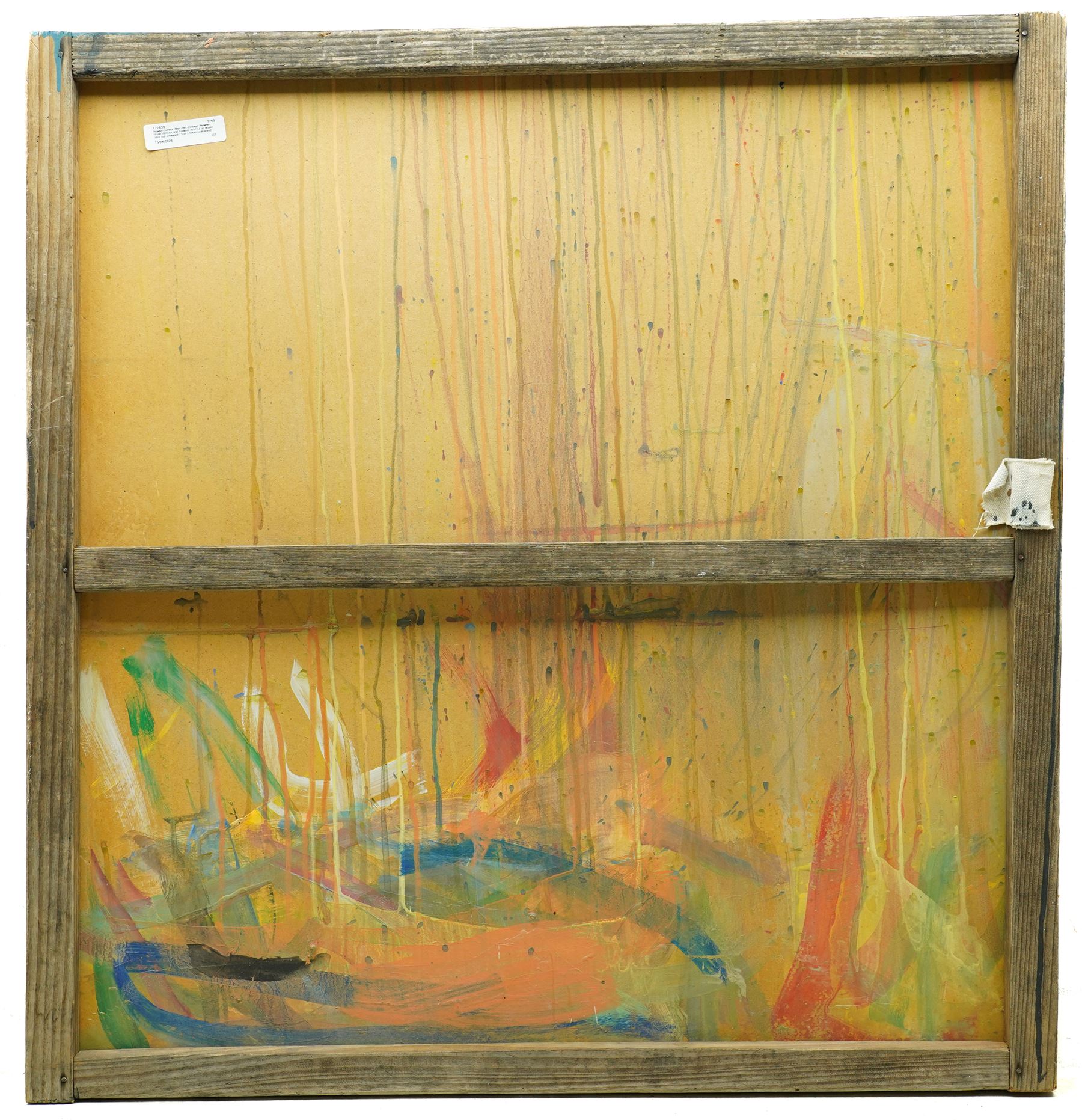 Newlyn School (Mid-20th century): 'Newlyn Boats Wrecks and Tankers no.4' oil on board titled but unsigned 71cm x 69cm (unframed)