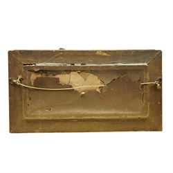 J Bell (British Naive School 19th/20th century): Coastal Scene and Windmill, pair oils signed and dated 1908, 13cm x 39cm (2)