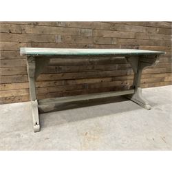 Early 20th century painted wood and enamel Military folding campaign table