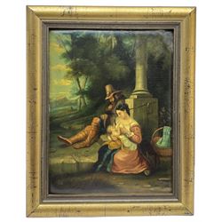 English School (late 19th century): 'Wayside in Italy' Figures with Baby, oil on board unsigned, titled 29cm x 22cm