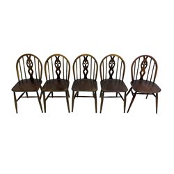 Ercol - set five mid-20th century beech 'Windsor Dining Chairs'