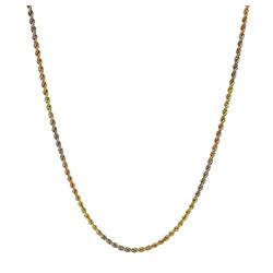 18ct white, yellow and rose gold rope twist necklace, stamped 750