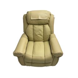 CareCo - electric riser recliner armchair, upholstered in cream faux leather