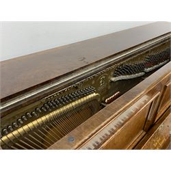 Steinway & Sons - late 19th century figured walnut upright piano, iron framed and overstrung, model no. 56174 circa. 1886, W154cm, H137cm, D70cm, together with a quantity of sheet music
