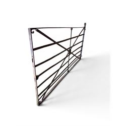 19th century Regency design painted wrought iron country estate gate, strapwork detail with five cast motifs, stamped W & J Rodenhurst, Drayton