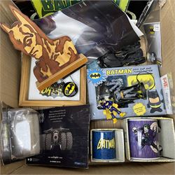 Large group of predominantly DC Batman and Justice League boxed and loose toys and collectables, in two boxes