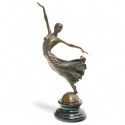After Pierre La Faguays - 'Diana' bronze of an art deco style lady shooting with a bow, H50cm