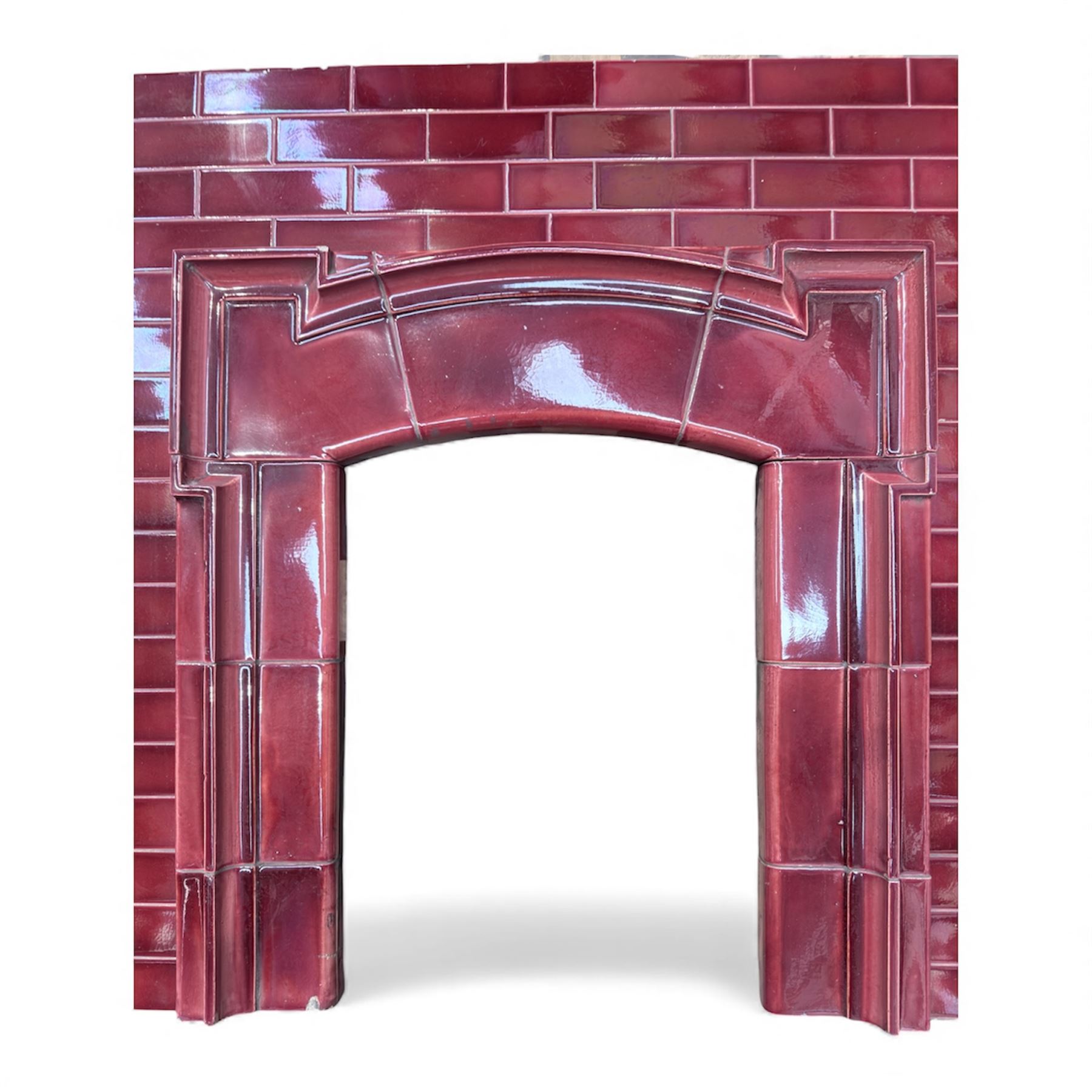 Twentieth century red glazed tile fireplace insert