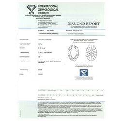 Two certified loose fancy coloured oval shaped diamonds, 'fancy deep brownish orange' colour of 0.13 carat each, with International Gemological Institute Certificates