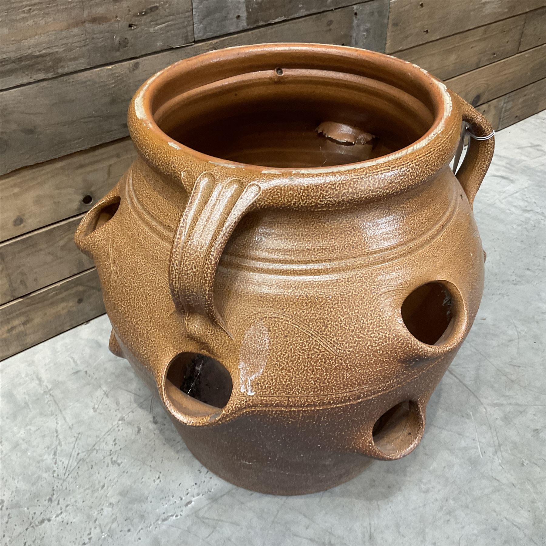 Glazed terracotta strawberry pot