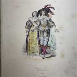 Modes et Costumes Historiques Français, Pauquet frères, Published by Bureaux des modes et des costumes historiques, circa 1900, colour plates, (lacking boards, title page and possibly a number of initial plates)