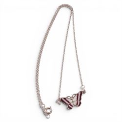 Danish silver and guilloche enamel butterfly pendant necklace, by Volmer Bahner, Denmark