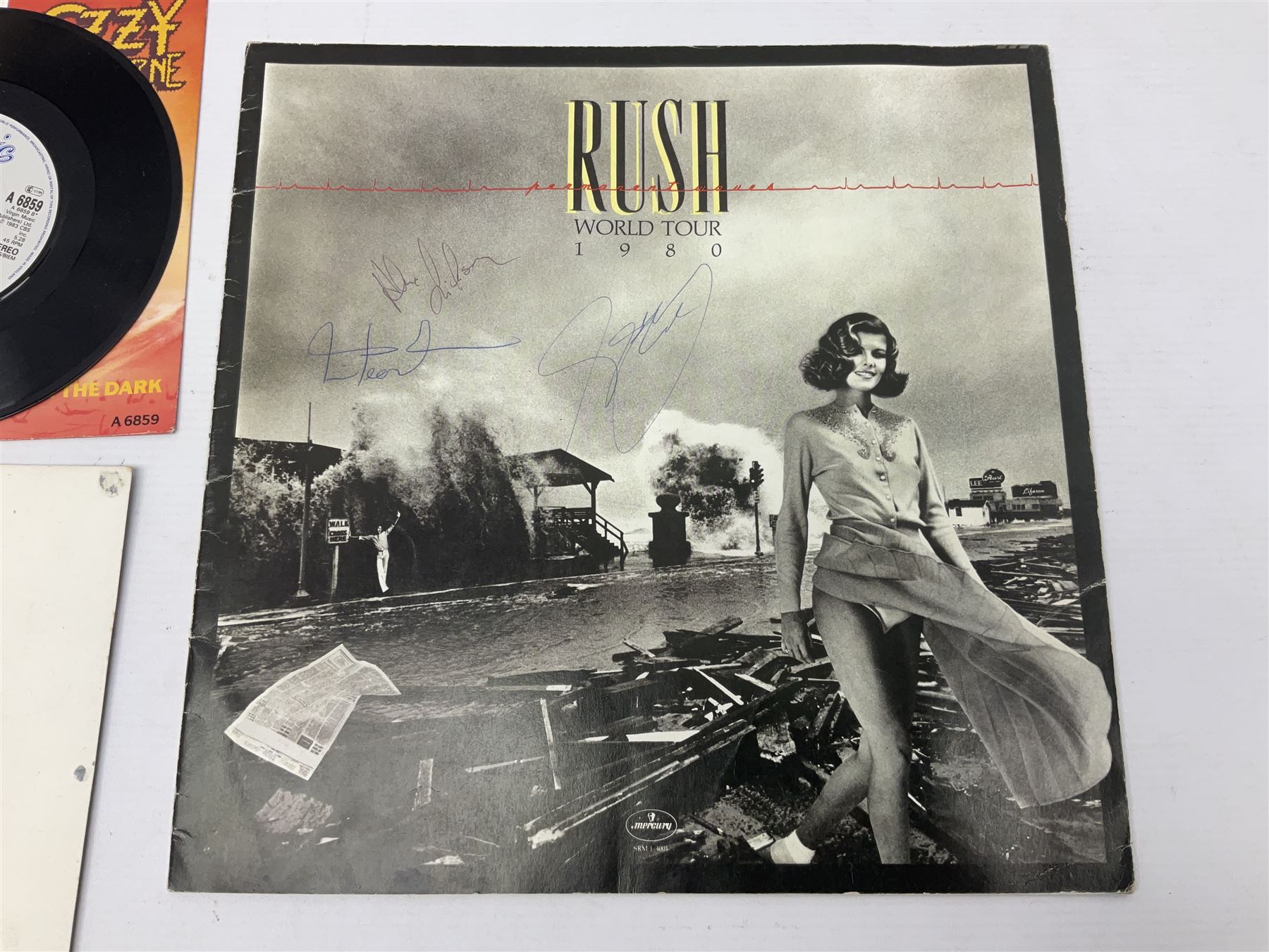 Ozzy Osbourne Shot in the Dark single, Rush World Tour magazine etc 