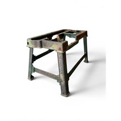 19th century heavy cast iron garden / machine table base, by Henry Bamford & Sons, with plaque, no. 3374, part of the JCB family