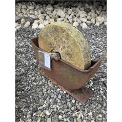 Small grinding stone, cast iron stand - THIS LOT IS TO BE COLLECTED BY APPOINTMENT FROM DUGGLEBY STORAGE, GREAT HILL, EASTFIELD, SCARBOROUGH, YO11 3TX