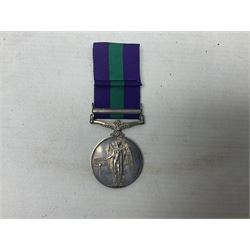 George VI General Service Medal with Palestine 1945-48 clasp awarded to 19117460 Pte. P. Tilmouth R. Lincolns; with ribbon