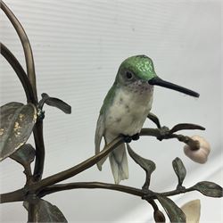 Franklin Mint House of Faberge, four humming bird figure groups, comprising Flight of Fancy, Beauty in Bloom, Splendor in the garden and The Enriched Garden, largest H35cm