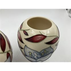 Pair of Moorcroft vases, of ovid form, decorated in the Jacobs Ladder pattern by Alicia Amison, circa 2004, H10cm