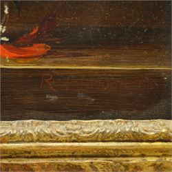 Richard Hanson AKA Stuart Scott Somerville (British 1908-1983): Still Life of Flowers in a Vase, oil on board signed, Frost & Read gallery inscription verso 45cm x 37cm