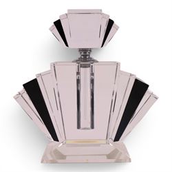 Art Deco style perfume bottle, of faceted form black and clear glass, H23cm