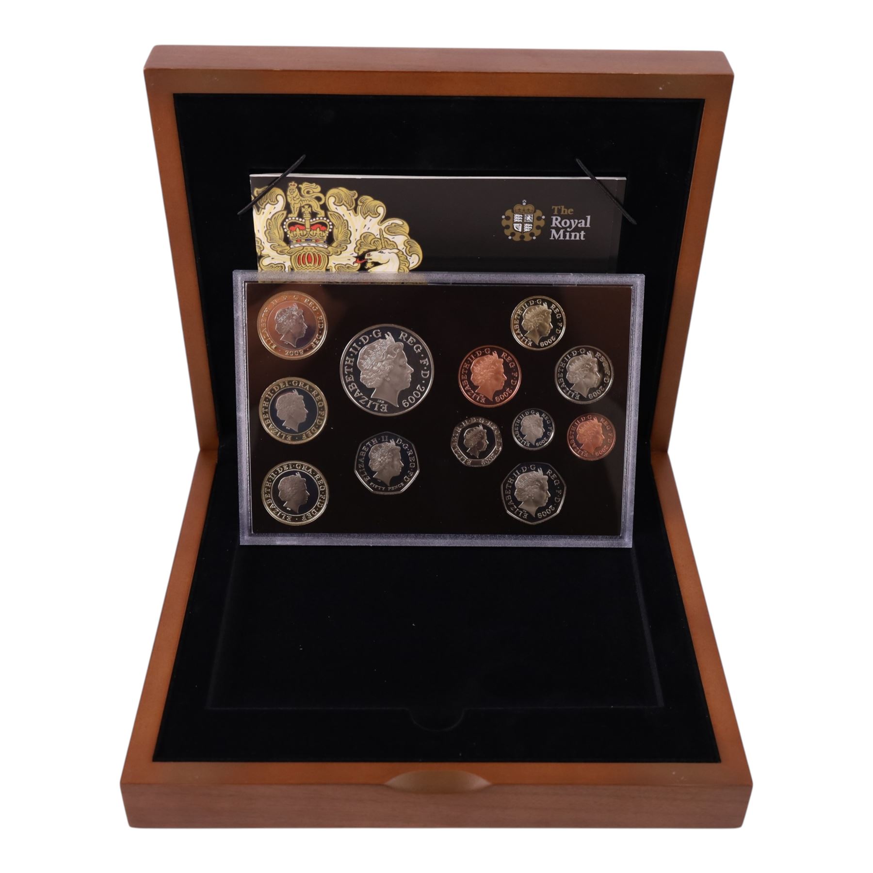 The Royal Mint United Kingdom 2009 executive proof twelve coin set, including Kew Gardens fifty pence, cased with certificate