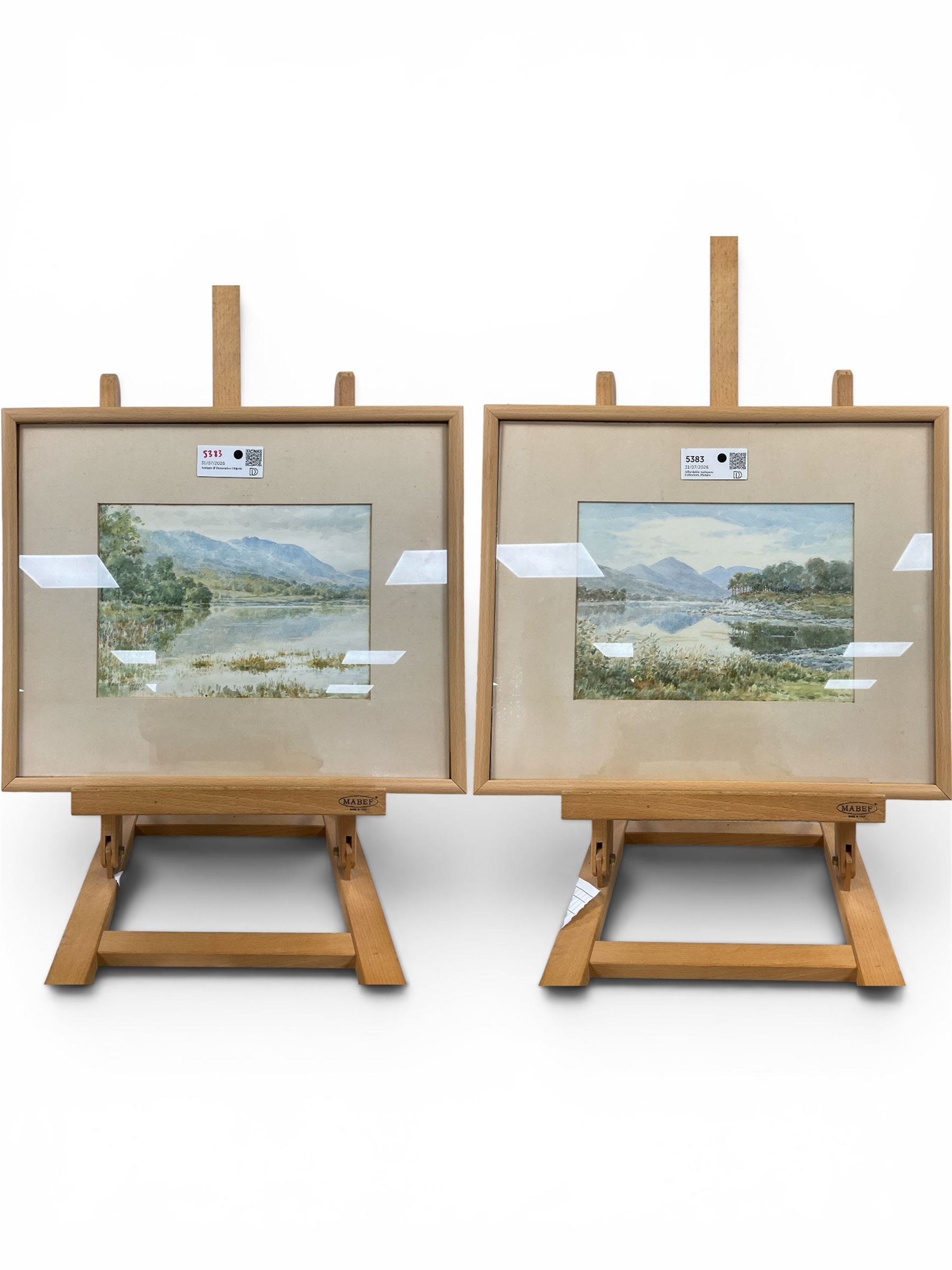 Valentine Green (20th century): Calm River Landscape in Summer, pair of watercolours signed and dated 1944 both 18.5cm x 26cm (2)