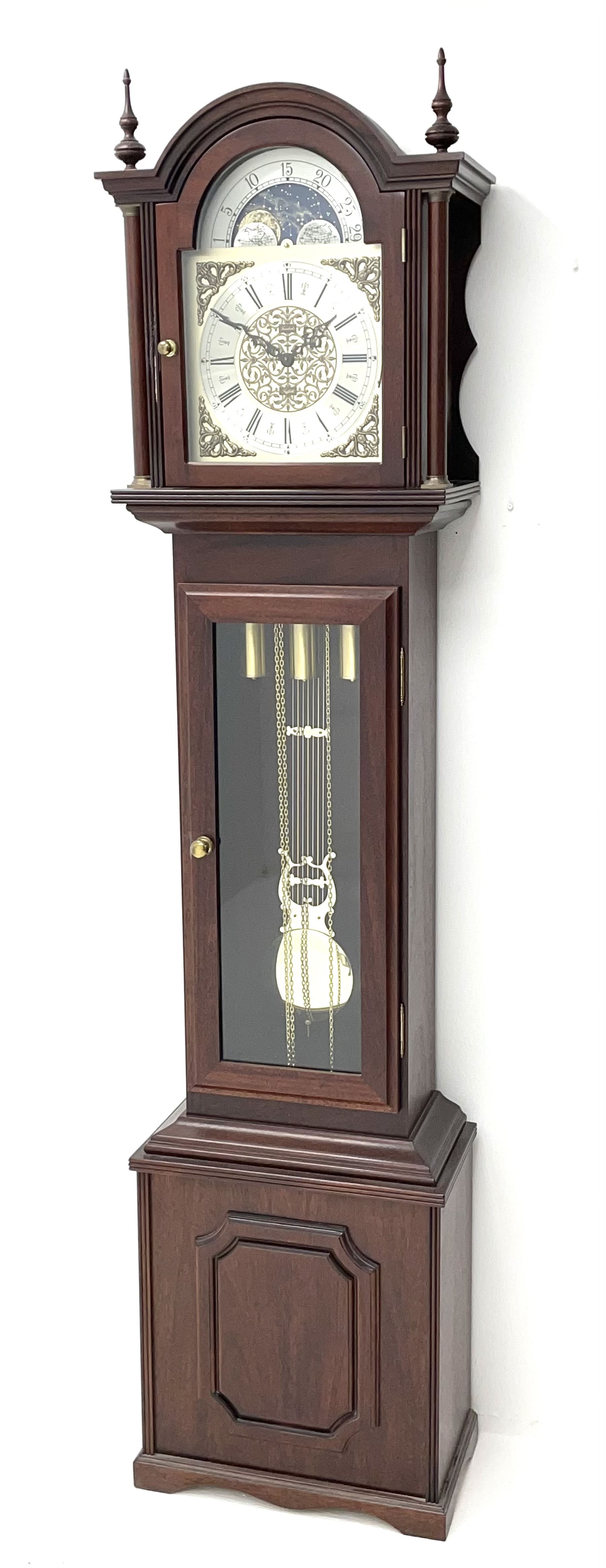 Fenclocks Suffolk contemporary mahogany longcase clock, stepped arch