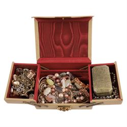 Pair of 9ct gold ball stud earrings, stamped 375, cultured pearl necklace with silver clas...